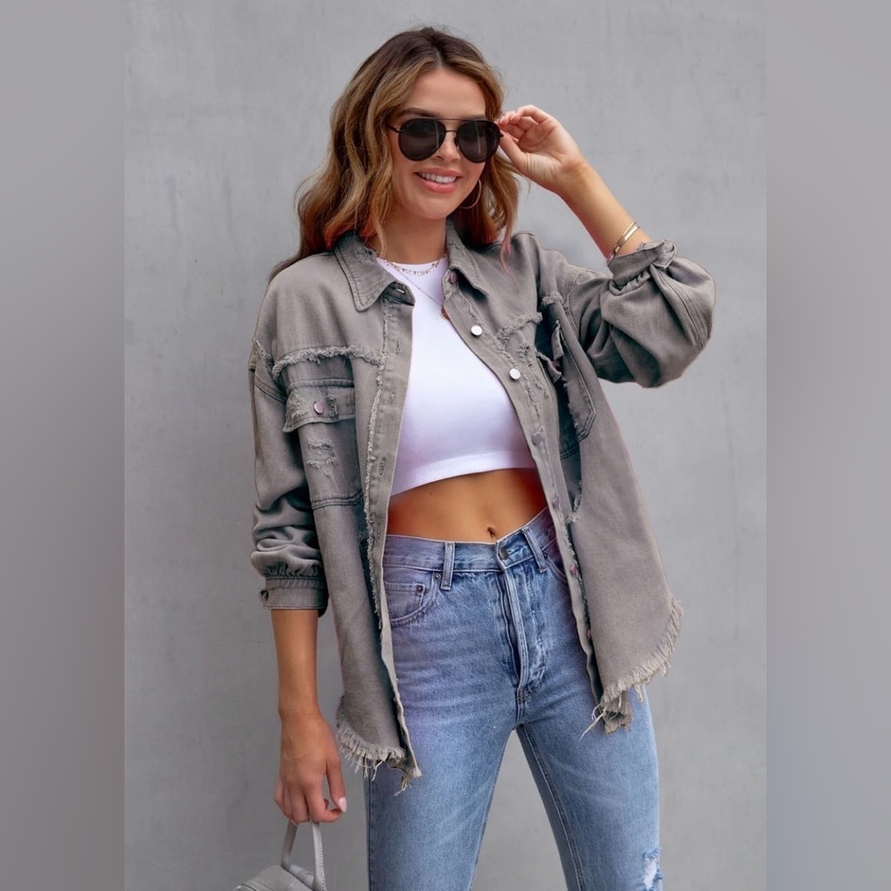 Distressed Gray Women's Jacket